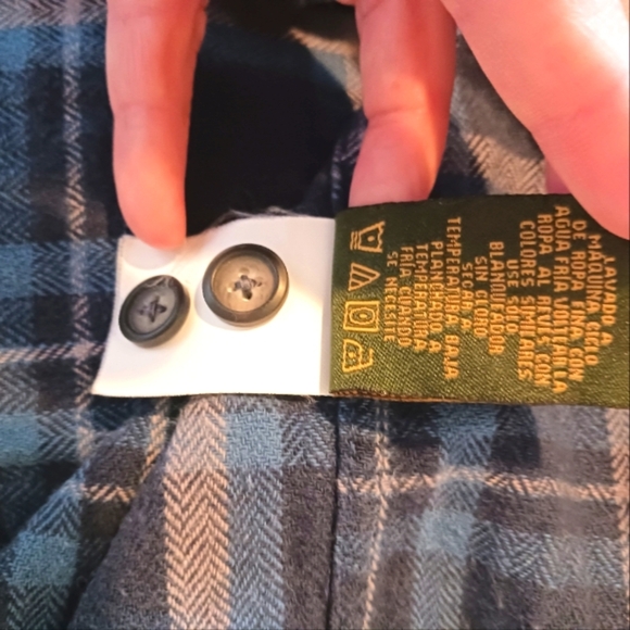 Men's Thick Flannel Cotton Blue Gray Shirt Pockets Buttons Medium - Picture 4 of 14